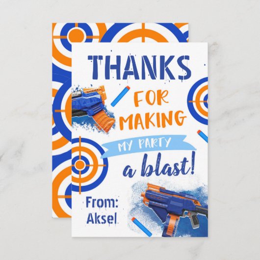 ダーツパーティーサンキューカード | Dart誕生日 サンキューカード (正面/裏面)