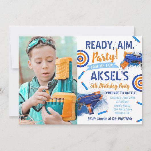 ダーツパーティー誕生日招待状 | ダーツパーティーの写真招待 招待状 (正面)