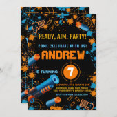 ダーツパーティー誕生日招待状 | Dart Gun 招待状 (正面/裏面)