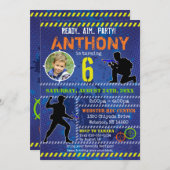 ダーツフォト招待状ダーツガンバースデーパーティー 招待状 (正面/裏面)