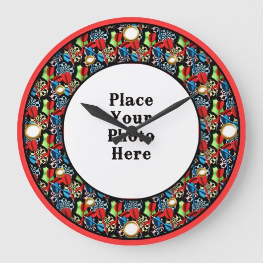 ダーツフレームのフォトウォール時計 ラージ壁時計 (正面)