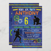 ダーツブラスターウォーズパーティーボーイズ誕生日 招待状 (正面/裏面)