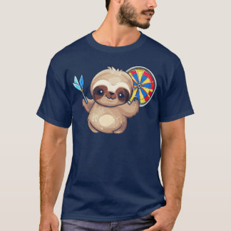 ダーツプレイヤーのナマケモノ 楽しいスポーツデザイン ヴィンテージ Tシャツ