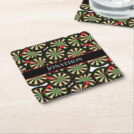 ダーツプレイヤーダーツボードパブダーツチーム スクエアペーパーコースター