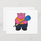 ダーツプレーヤーとして遊ぶ豚 ポストカード (正面/裏面)