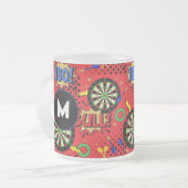 ダーツプレーヤー漫画ブックの音声バブル フロストグラスマグカップ (正面左)