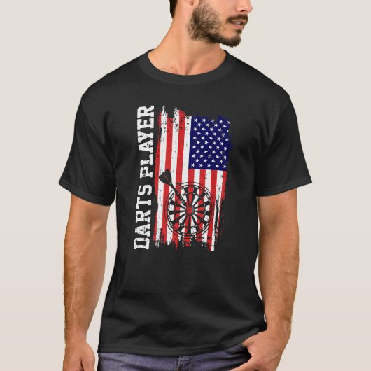 ダーツプレーヤーUSAアメリカ国旗 Tシャツ (正面)