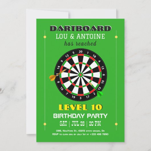 ダーツボードゲーマーの誕生日招待状 招待状 (正面)