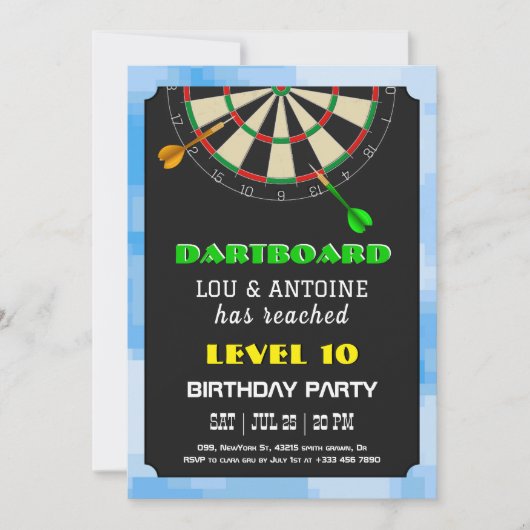 ダーツボードゲーマーの誕生日招待状 招待状 (正面)