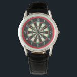 ダーツボードスポーティスタイル 腕時計<br><div class="desc">ダーッカッコいいトの人のための遊デザイン楽しむ、この時計は明るい赤に囲まれたダーツのボードのグラフィックを備えている。</div>