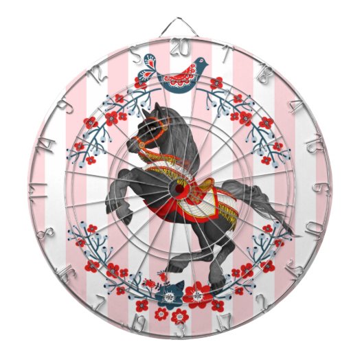 ダーツボードピンクホワイトストライプホース ダーツボード (正面)