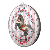 ダーツボードピンクホワイトストライプホース ダーツボード (正面右)