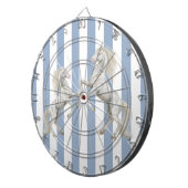 ダーツボードブルー&ホワイトストライプホワイトホース ダーツボード (正面右)