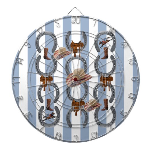 ダーツボードブルー&ホワイトストライプホースサドル ダーツボード (正面)
