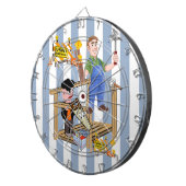 ダーツボードブルー&ホワイトストライプ建築 ダーツボード (正面右)