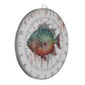 ダーツボード – 水彩シリーズ：ピラニア (正面左)