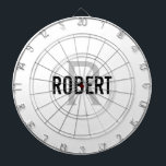 ダーツモダンボード（白灰色） ダーツボード<br><div class="desc">白いダモダンーツボードで、黒いタイポグラフィ名と灰色のモノグラムを付ける。名前とイニシャル</div>