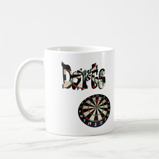 ダーツロゴとダーツボード コーヒーマグカップ (左)