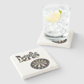 ダーツロゴとダーツボード ストーンコースター (横)