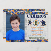 ダーツ写真 軍事 誕生日パーティー カモフラージュ兵隊 招待状 (正面/裏面)