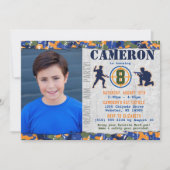 ダーツ写真 軍事 誕生日パーティー カモフラージュ ソルジャー 招待状 (正面)