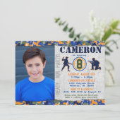 ダーツ写真 軍事 誕生日パーティー カモフラージュ ソルジャー 招待状 (スタンド正面)