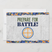 ダーツ写真 軍事 誕生日パーティー カモフラージュ ソルジャー 招待状 (裏面)