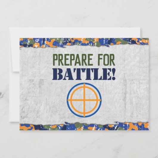 ダーツ写真 軍事 誕生日パーティー カモフラージュ ソルジャー 招待状 (裏面)