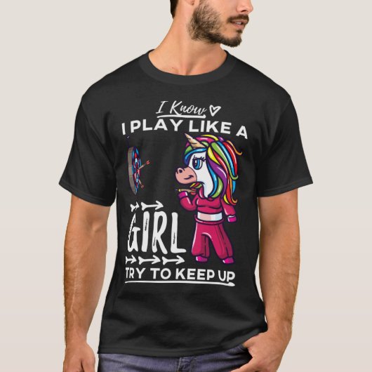 ダーツ女子 矢 フィールドチーム Play Like A Girl ユニ Tシャツ (正面)