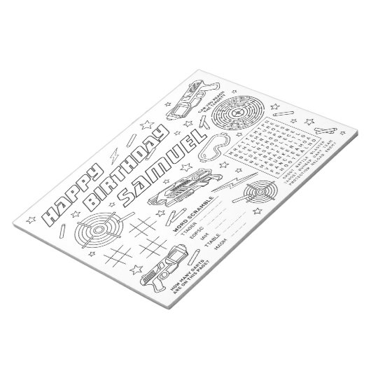 ダーツ戦争の誕生日パーティカラーと活動ページ ノートパッド (アングル)