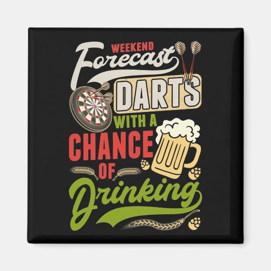 ダーツ投げダーツボード180ダーツとビール マグネット (正面)