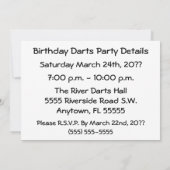 ダーツ誕生日パーティーの招待 招待状 (裏面)