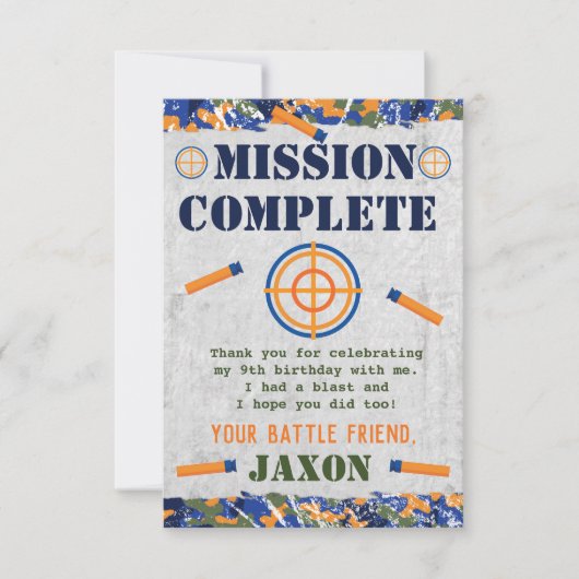 ダーツ軍隊誕生日パーティーカードフェイスカード 招待状 (正面)