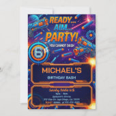 ダーツ銃の誕生日招待状 招待状 (正面)