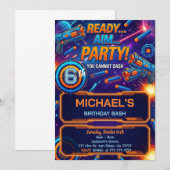 ダーツ銃の誕生日招待状 招待状 (正面/裏面)