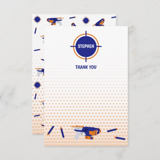ダーツ銃バトル戦争少年ターゲットパターン子供 サンキューカード (正面/裏面)