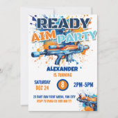 ダーツ銃パーティーボーイ誕生日カモ 招待状 (正面)