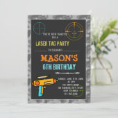 ダーツ銃レーザータグ誕生日招待状 招待状 (スタンド正面)