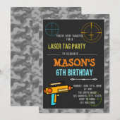 ダーツ銃レーザータグ誕生日招待状 招待状 (正面/裏面)