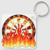 ダーツ、ダーツボード上のゲームで火 キーホルダー (裏面)