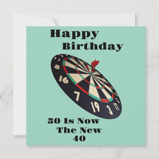 ダーツ: 50が新しい40のフラット誕生日カード カード (正面)