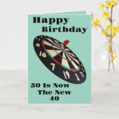 ダーツ： 50が新しい40枚の誕生日カード カード (黄色い花)
