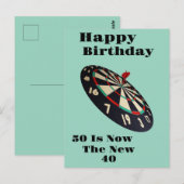 ダーツ: 50歳が新しい40歳、誕生日 ポストカード (正面/裏面)