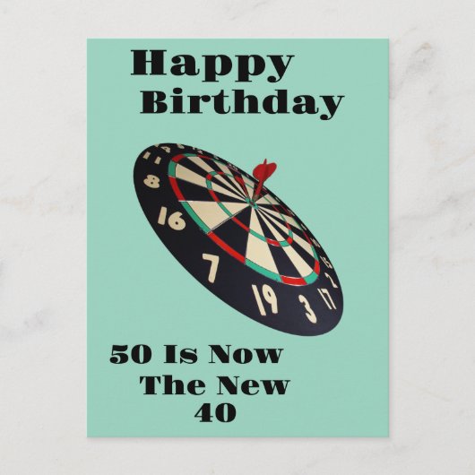 ダーツ: 50歳が新しい40歳、誕生日 ポストカード (正面)
