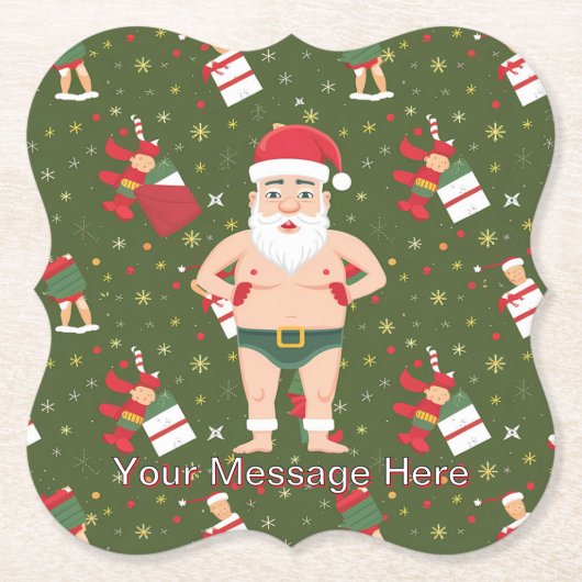ダーティおもしろいサンタクリスマスコレクション紙カップ ペーパーコースター (正面)