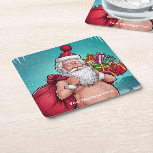 ダーティおもしろいサンタクリスマスコレクション スクエアペーパーコースター (アングル)