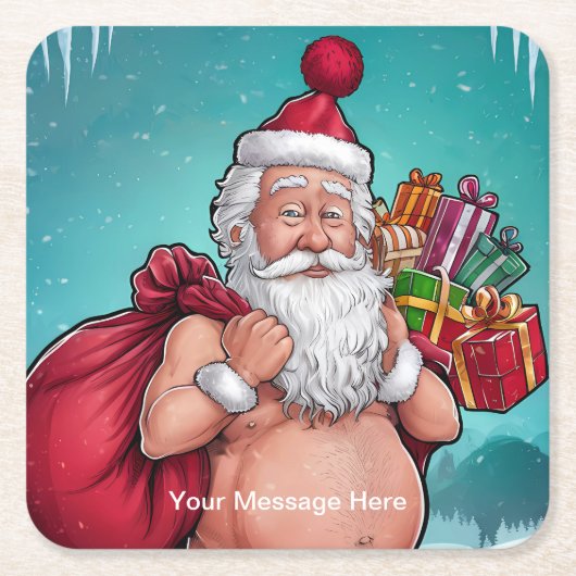 ダーティおもしろいサンタクリスマスコレクション スクエアペーパーコースター (正面)
