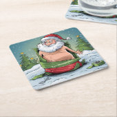ダーティおもしろいサンタクリスマスコレクション スクエアペーパーコースター (アングル)