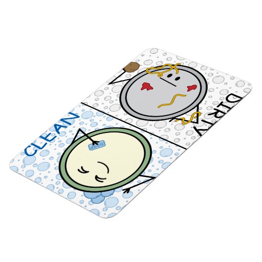 ダーティまたはクリーン – 食洗機ステータス漫画プレート マグネット (左側)