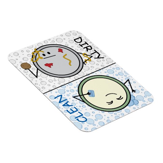 ダーティまたはクリーン – 食洗機ステータス漫画プレート マグネット (右側)